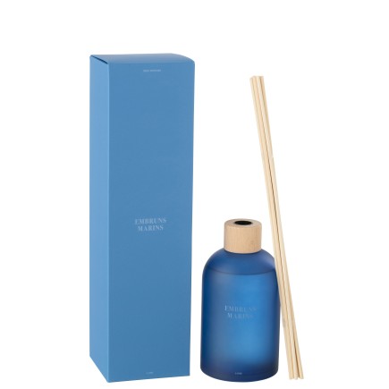 Bougie parfumée « Embruns Marins » dans pot bleu 9.5x9.5x35.5 cm